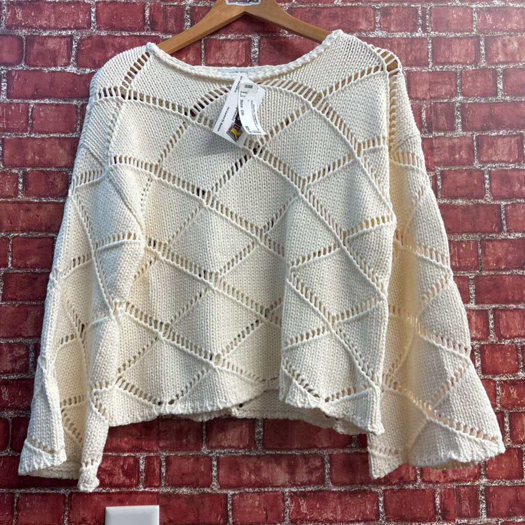 See and Be Seen Crochet Crop Sweater Beige Size S