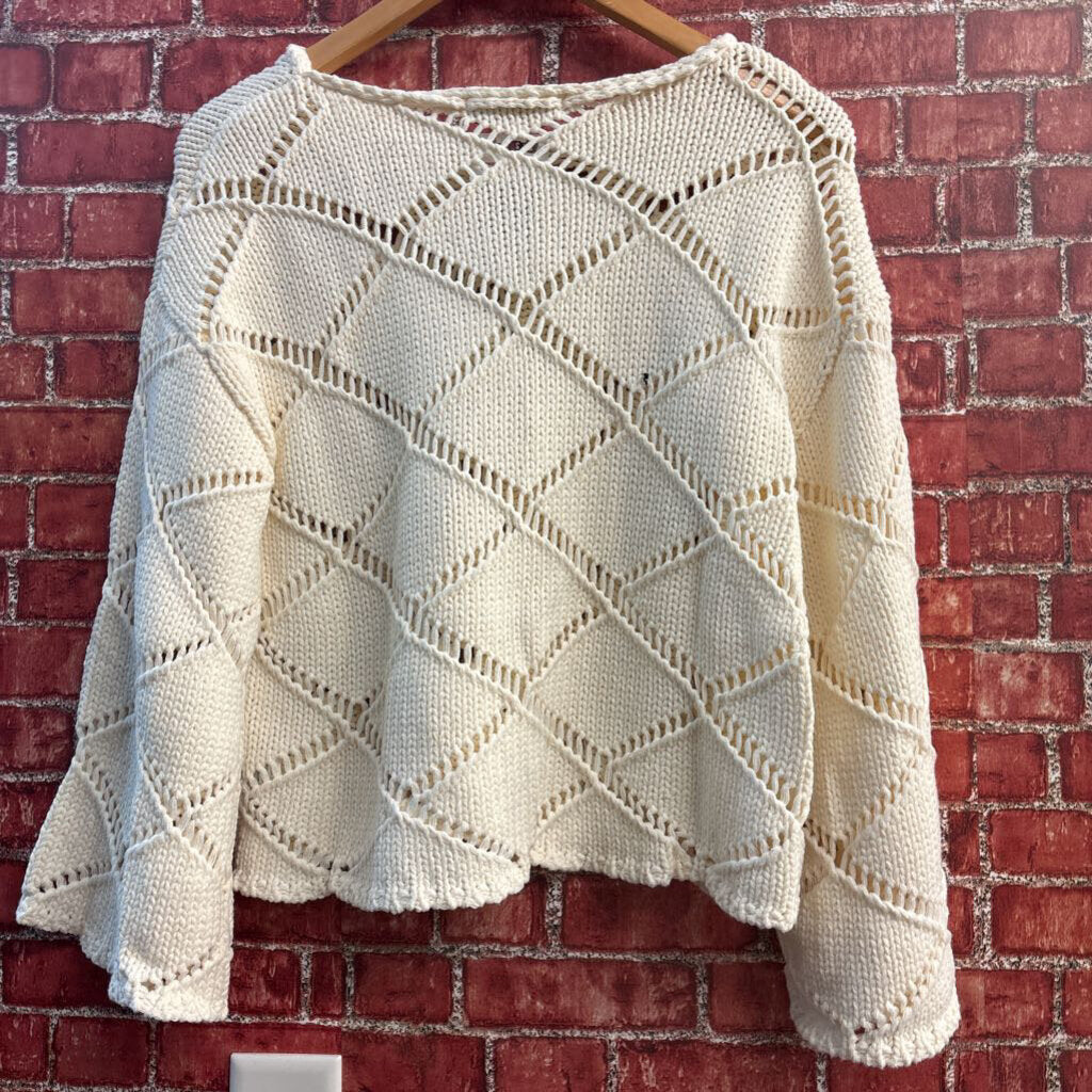 See and Be Seen Crochet Crop Sweater Beige Size S