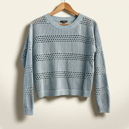 Vici Blue Crochet Knit Sweater Size S