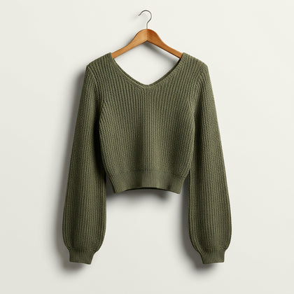 Lulus Green Crochet Knit Sweater Top Green Ladies Size S