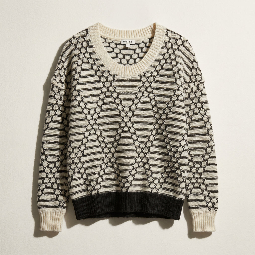 Reiss Black & White Knit Sweater Men's Size S