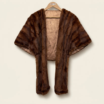 Vintage Brown Fur Shawl Size OS