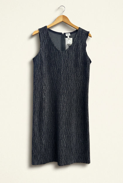 Armani Collezioni Textured Animal Pattern Navy Blue Midi Dress Size 14
