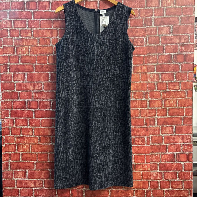Armani Collezioni Textured Animal Pattern Navy Blue Midi Dress Size 14