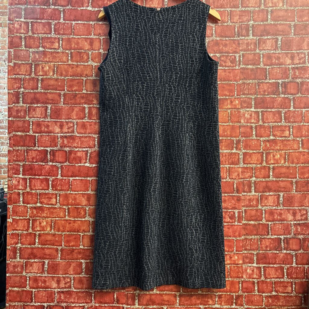 Armani Collezioni Textured Animal Pattern Navy Blue Midi Dress Size 14