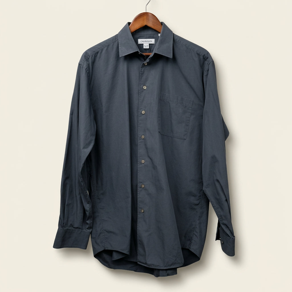 Nautica Grey Button Up Dress Shirt Men’s Size L