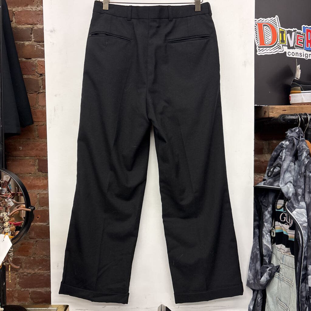 Vintage Black Pleated Wool Pants Men’s Size 28