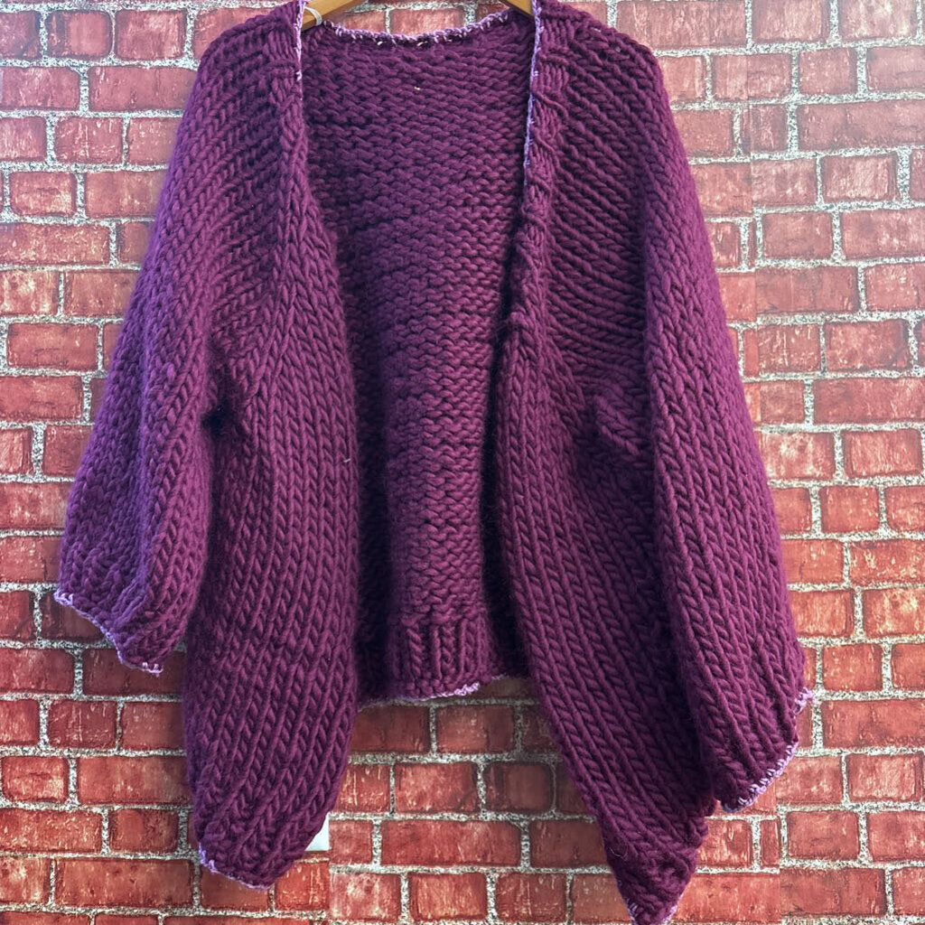 Hand Made Purple Crochet Cardigan Ladies Size XL
