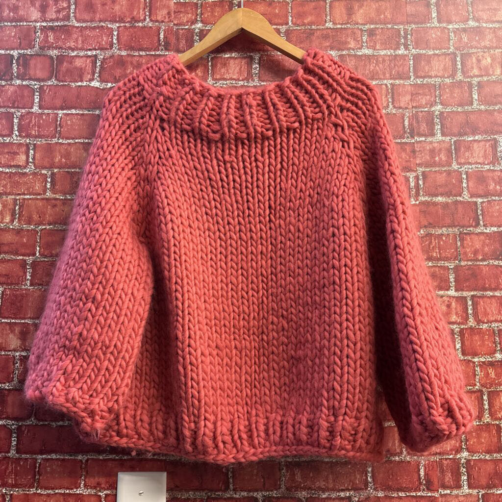 Pink Thick Knit Crochet Sweater Size XL