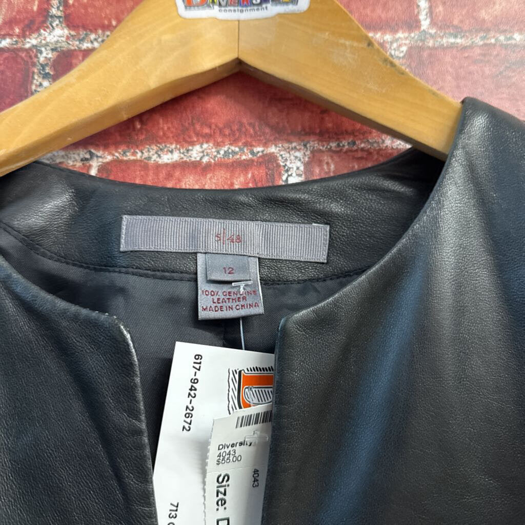 5/48 Black Leather Structured Soft Leather Jacket Ladies Size S