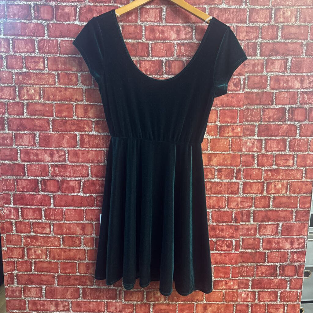 Ixia Velvet Scoop Neck Mini Dress Green Size L