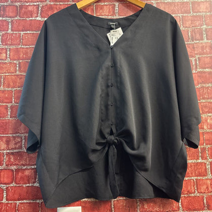 Express Short Sleeve Dolman Sleeve Button Down Tie Front Shirt Black Size L