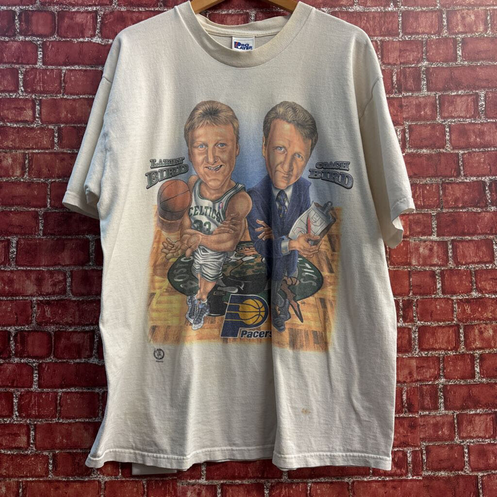 Vintage 1997 Pro Player NBA Player & Coach Caricature Graphic T-Shirt White/Green/Blue/Multi Size XL