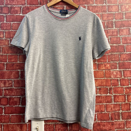 Polo Ralph Lauren T-Shirt Striped Collar Grey/Red/Blue/White Size M