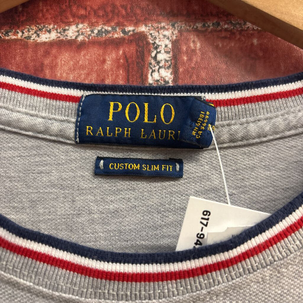 Polo Ralph Lauren T-Shirt Striped Collar Grey/Red/Blue/White Size M