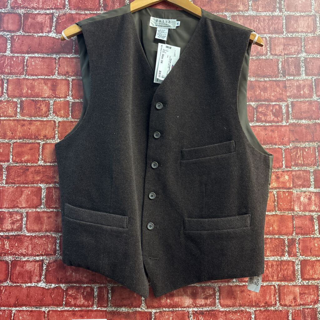 Prive Moda Wool-Blend Suit Vest Brown Size M