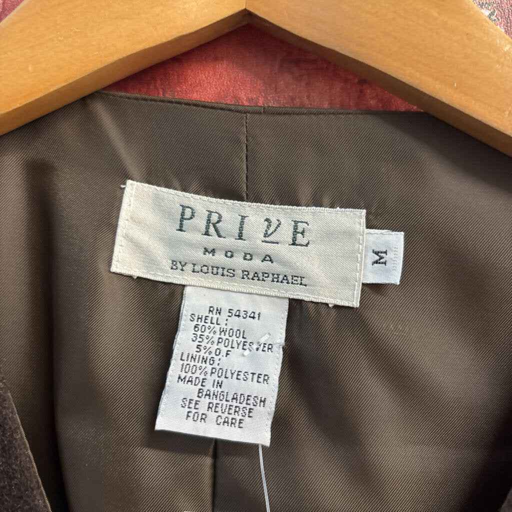 Prive Moda Wool-Blend Suit Vest Brown Size M