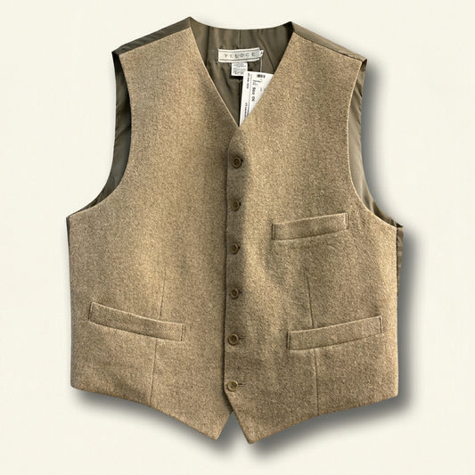 Vintage Veloce Wool-Blend Tweed Suit Vest Tan Men’s Size M