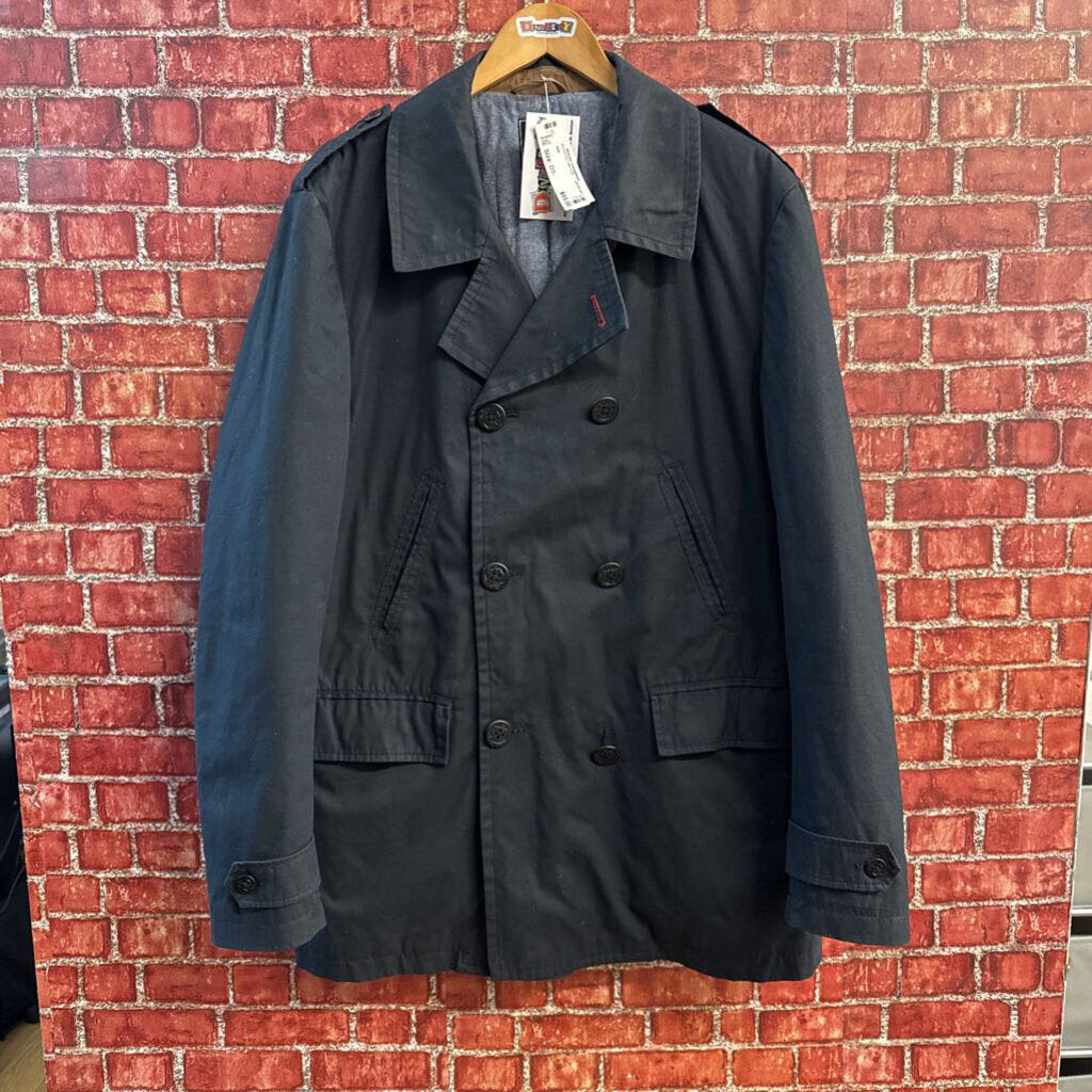 JACHS NY Utility Peacoat Jacket Anchor Buttons Charcoal Size L