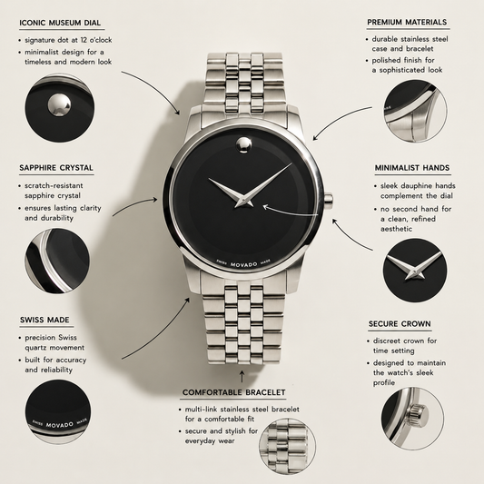 Movado Museum Watch Silver/Black