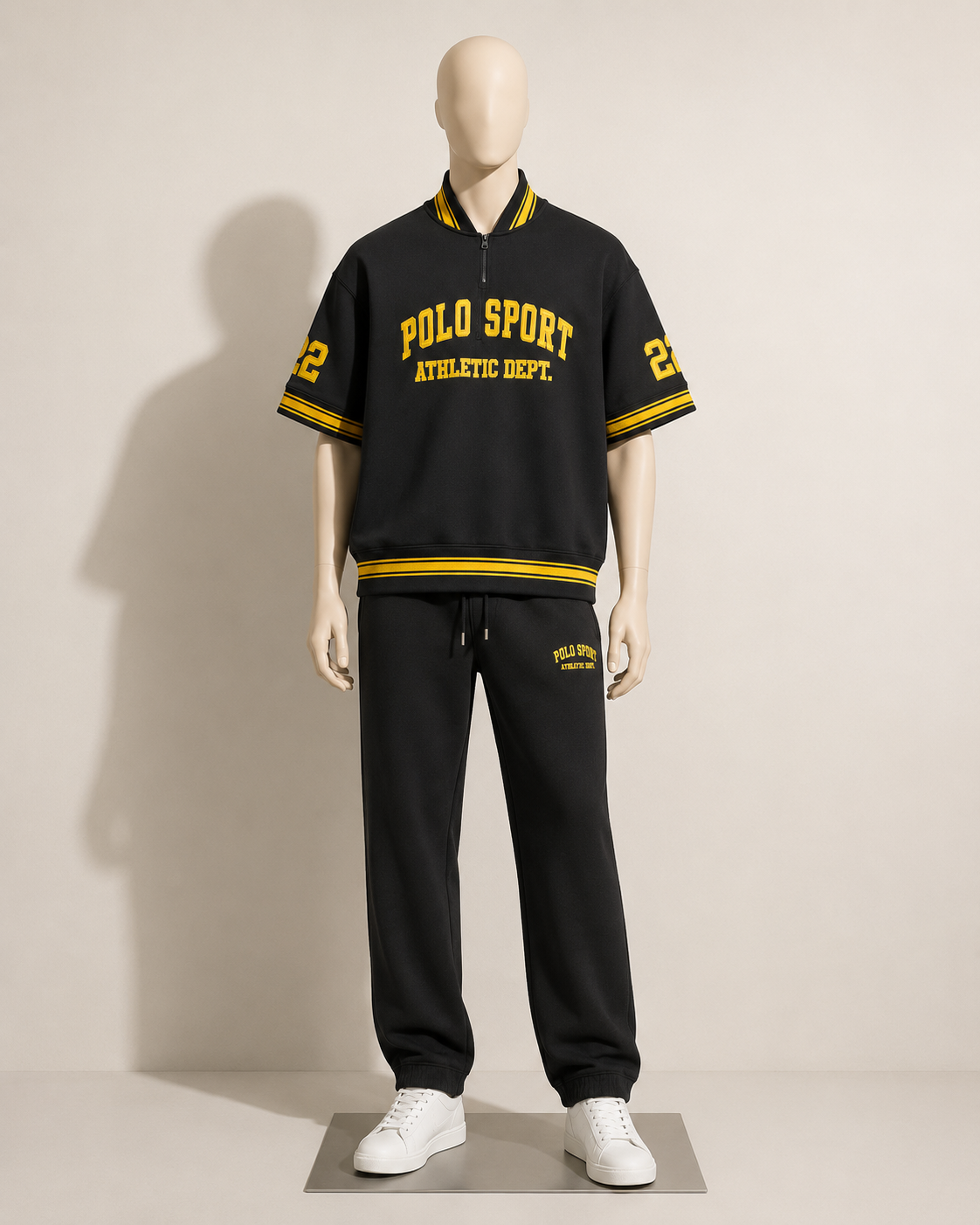 Polo Sport Sweatshirt Short Sleeve 1/4 Zip Black/Yellow Men’s Size M