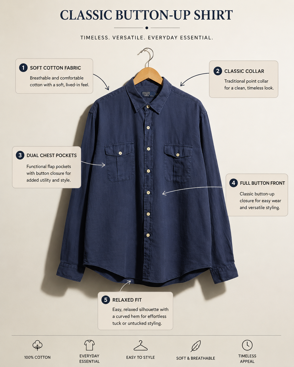 Polo Ralph Lauren Button Up Linen Navy Men’s Size XXL