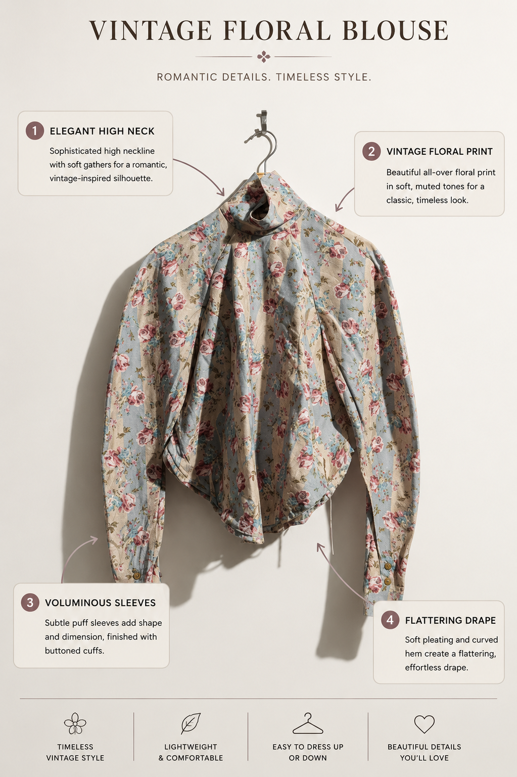 Vivienne Westwood floral blouse high collar Pink/Grey Ladies Size M