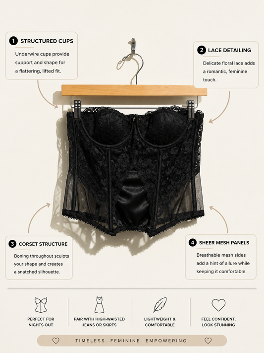 Lady Marlene Lace Bustier Black Size 34B
