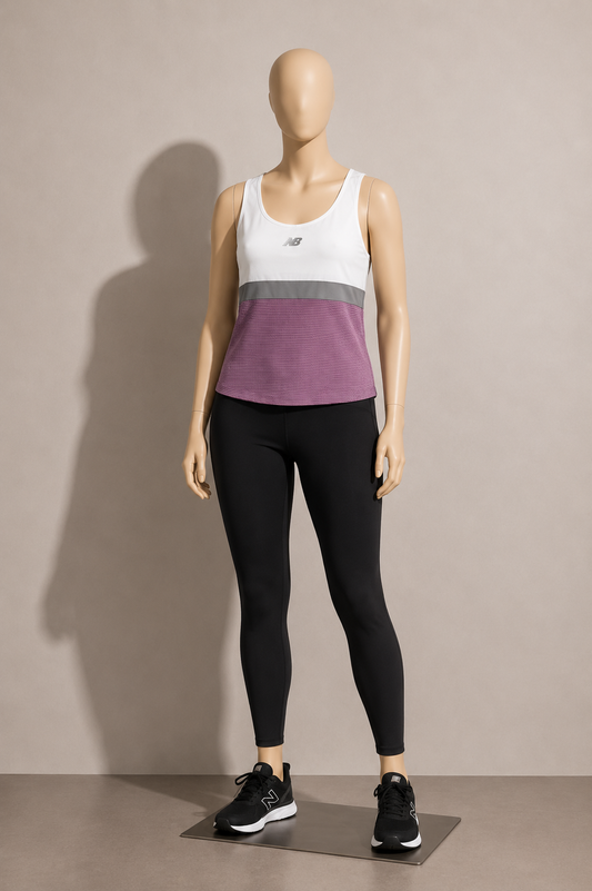 New Balance Vintage Athletic Tank Mesh White/Grey/Purple Ladies Size M