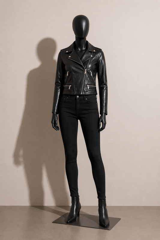 Maje Biker Style Leather Jacket Black Size XS
