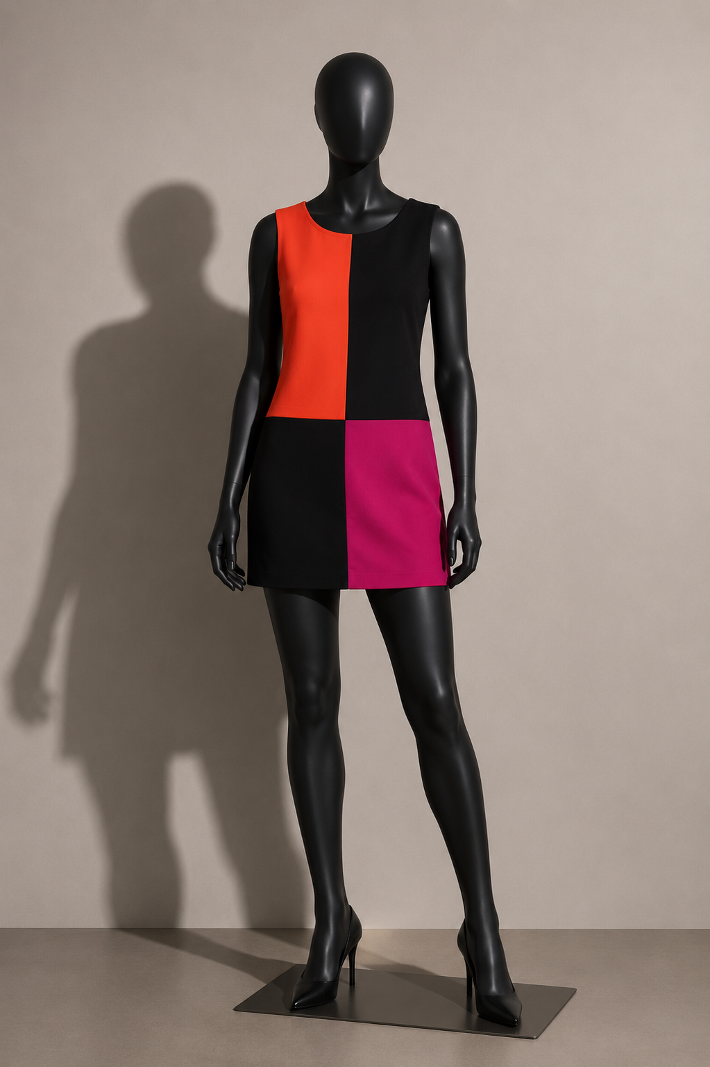 Paul et Duffier Mini Dress Color Block Black/Red/Pink Size S