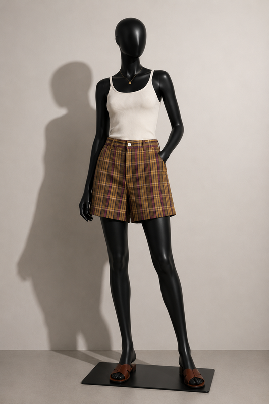 Calvin Klein Vintage Shorts Plaid Brown/Pink Ladies Size 12