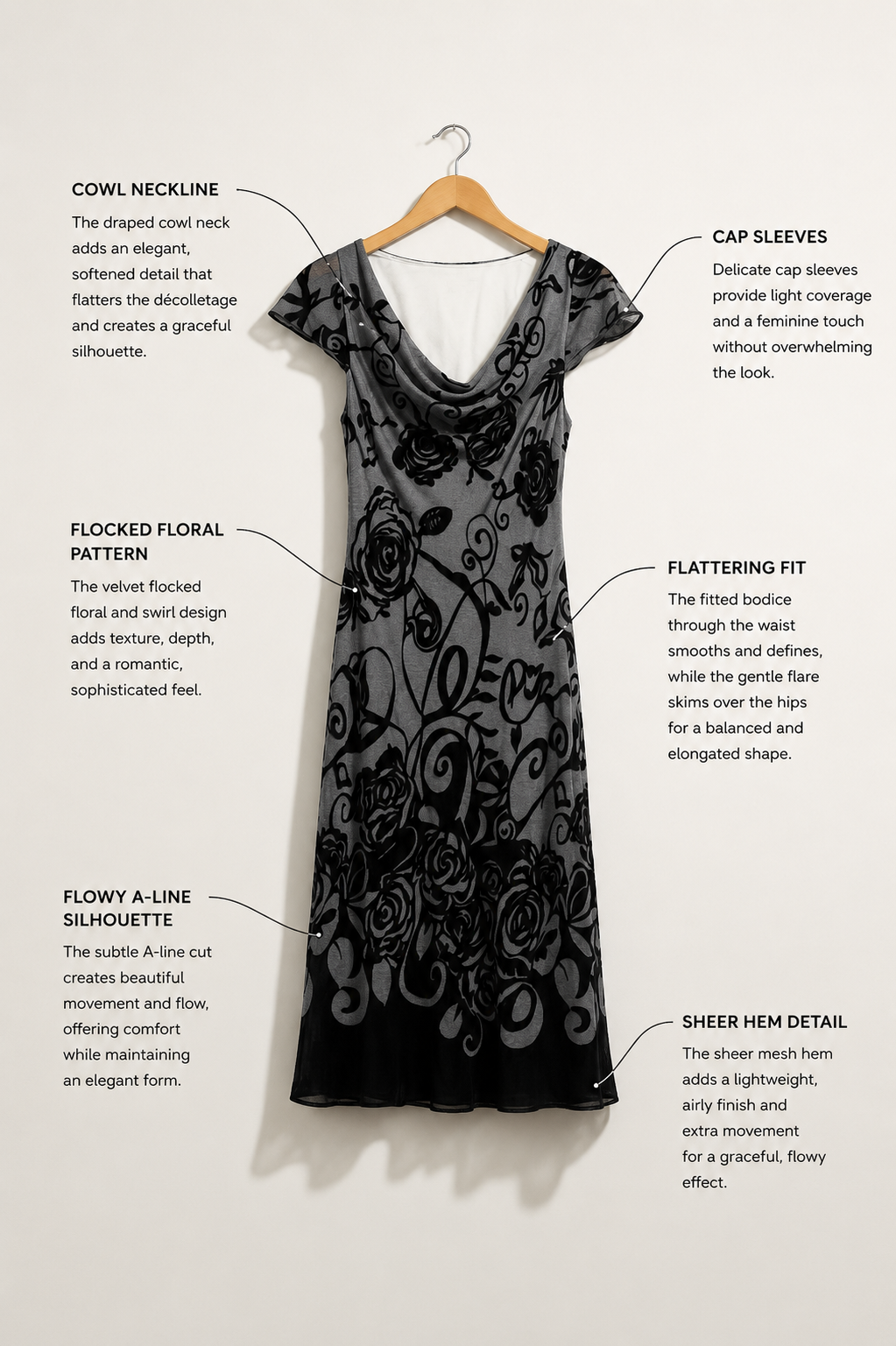 Phase Eight Maxi Dress AS-IS Cap Sleeve Silk/Velvet Floral Grey Size 12