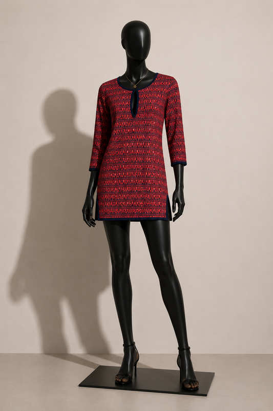 Carolina Herrera Red & Blue Mini Dress Size L