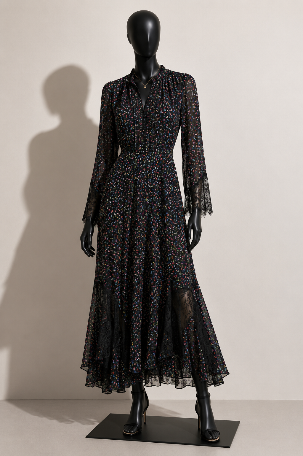 Alexander McQueen Blue Floral & Lace Maxi Dress Size 38