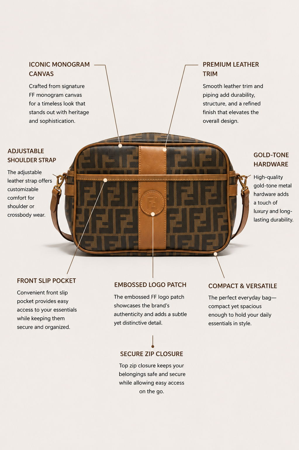 Vintage Fendi 70s Zucca Bag Brown