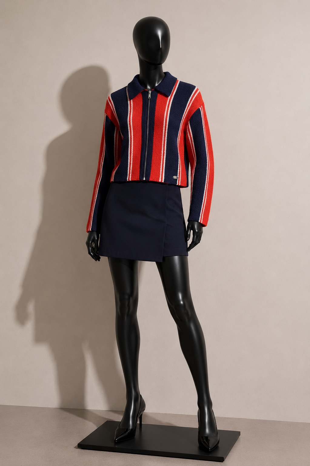 Damson Madder Zip Up Sweater Stripes Red/Blue/White Ladies Size 10