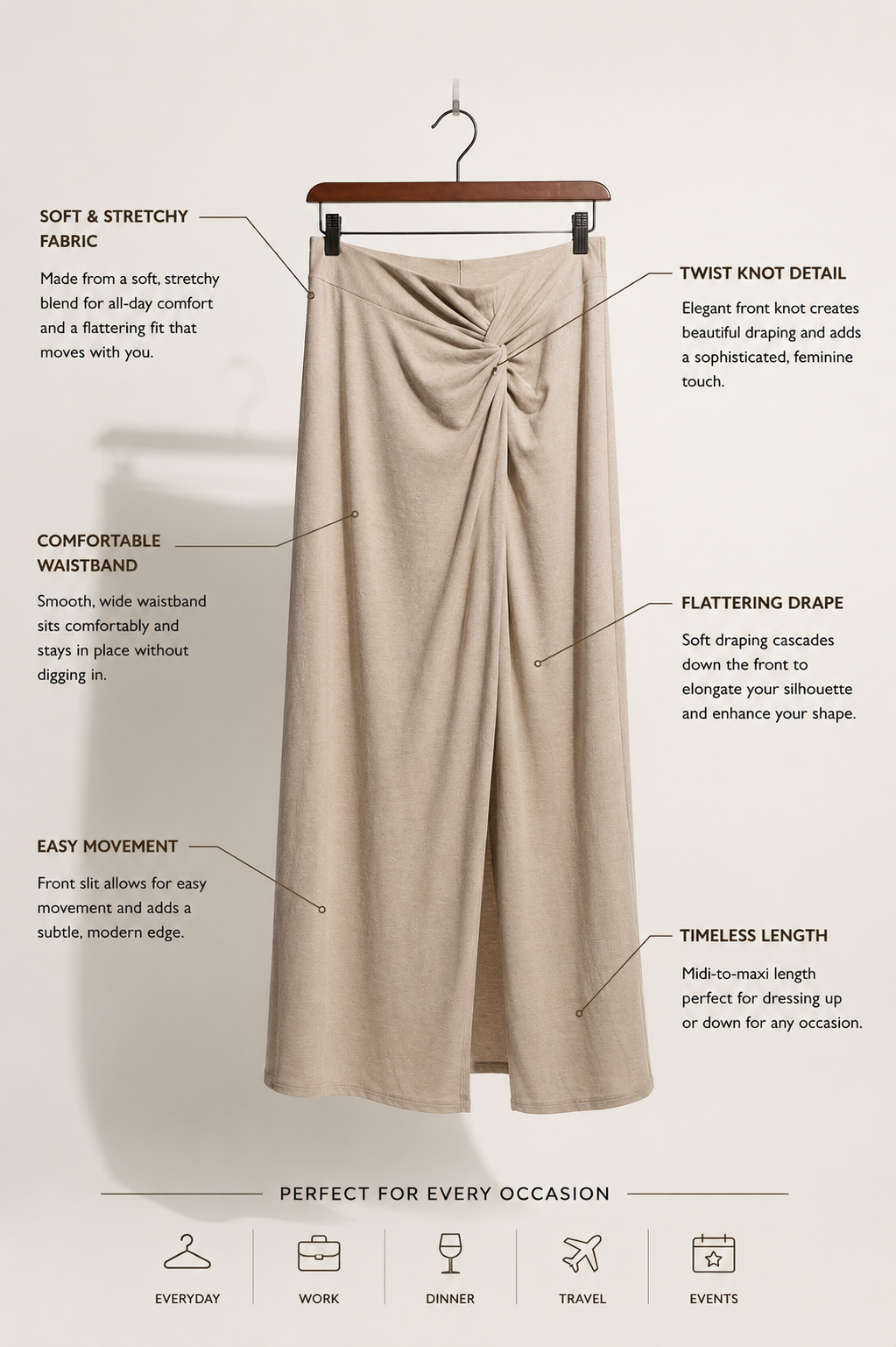 Vince. Maxi Skirt w/ Slit Beige Ladies Size M