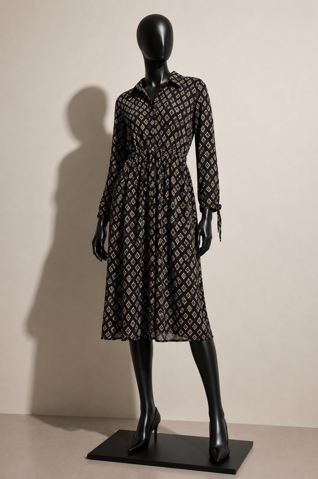 Diane Von Furstenberg Silk Midi Dress Black/Purple/Brown Size 8