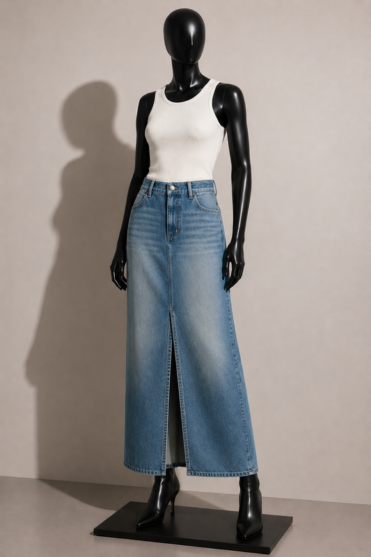 Madewell x Alexa Chung Maxi Denim Skirt Blue Size 26