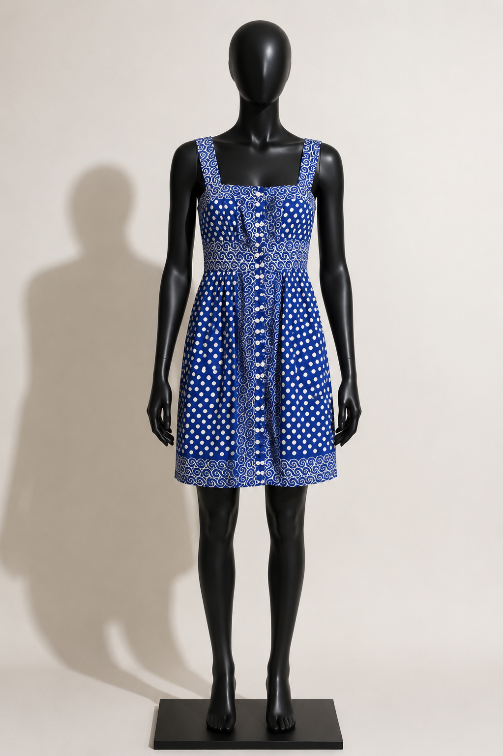 Plenty Mini Dress Tank Dots Buttons Blue/White Size 4