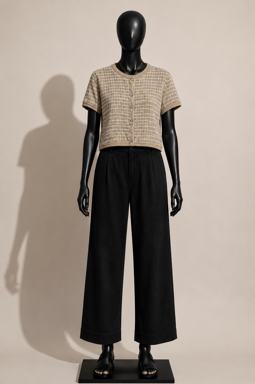 Armani Collezioni Beige SS Button Up Top Ladies Size 10