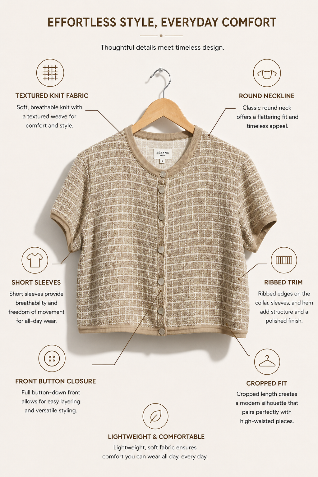 Armani Collezioni Beige SS Button Up Top Ladies Size 10