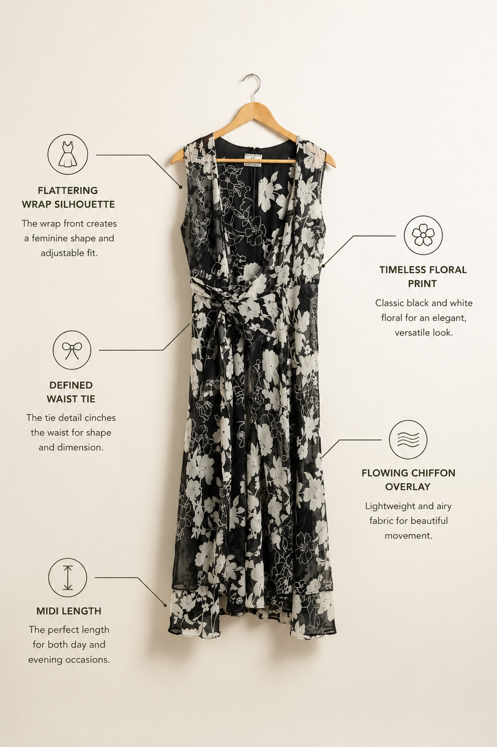 iCE Y2K Maxi Dress Tank Wrap Floral Silk Black/Beige Size 6