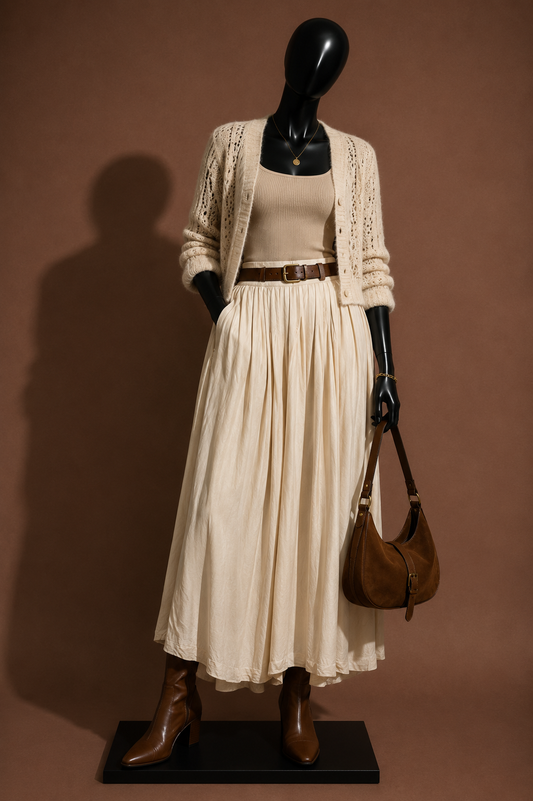 Uniqlo x Ines de la Fressange Paris Maxi Skirt Beige Size 2