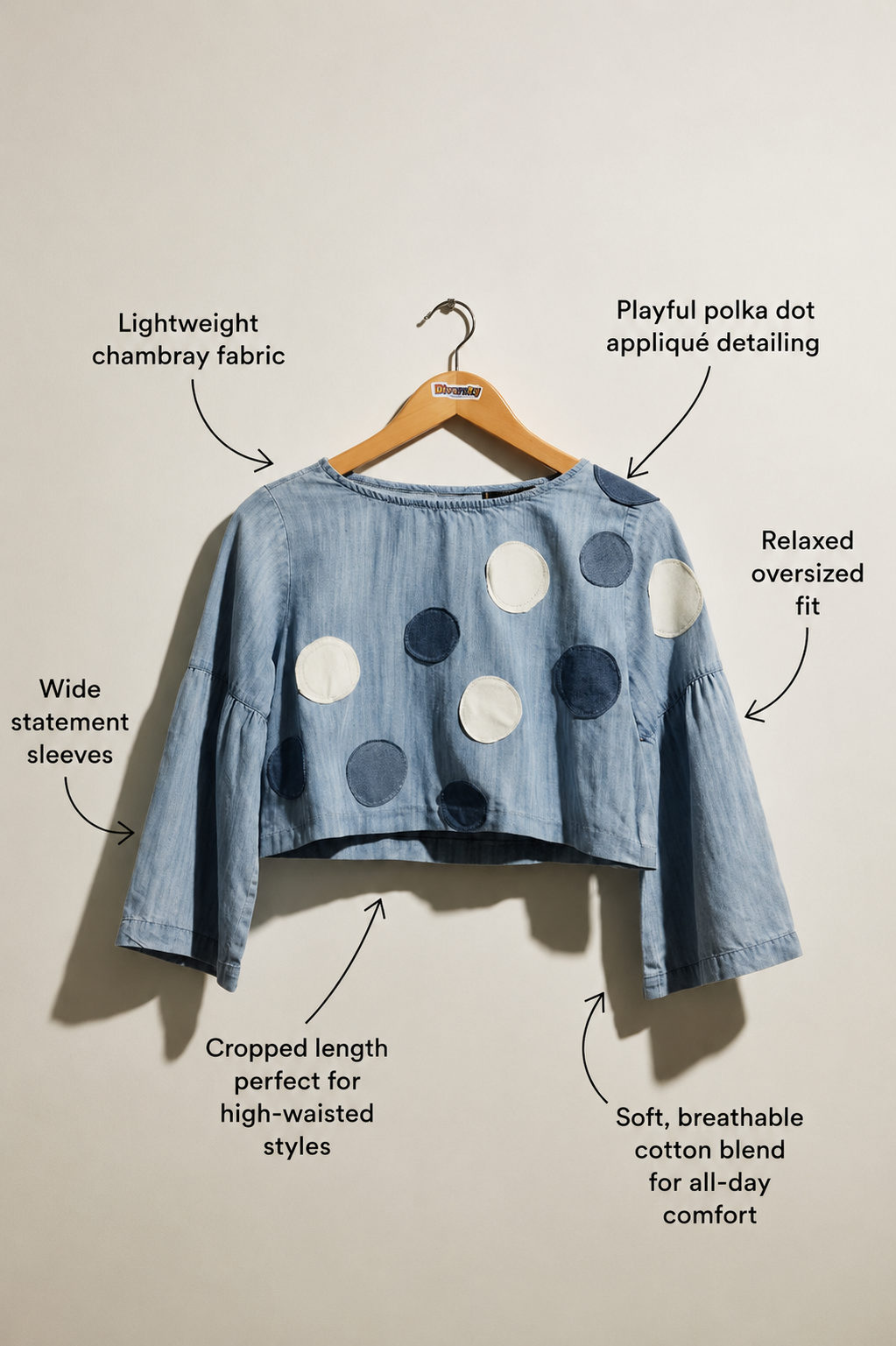 Re_Anna_Mated x Side Stitch 3/4 Sleeve Blouse Blue/White Ladies Size L