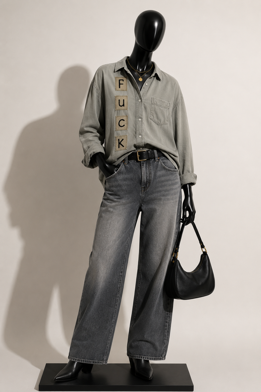 Re_Anna_Mated x Calvin Klein Jeans Button Up Letter Patches Taupe Size S