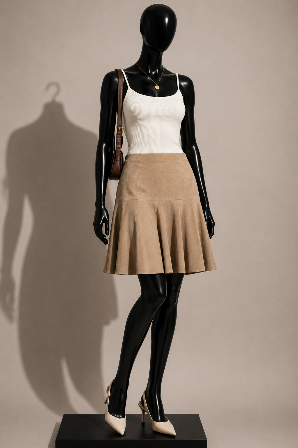 NWT Lauren Ralph Lauren Vintage Midi Skirt Suede Peplum Brown Size 12