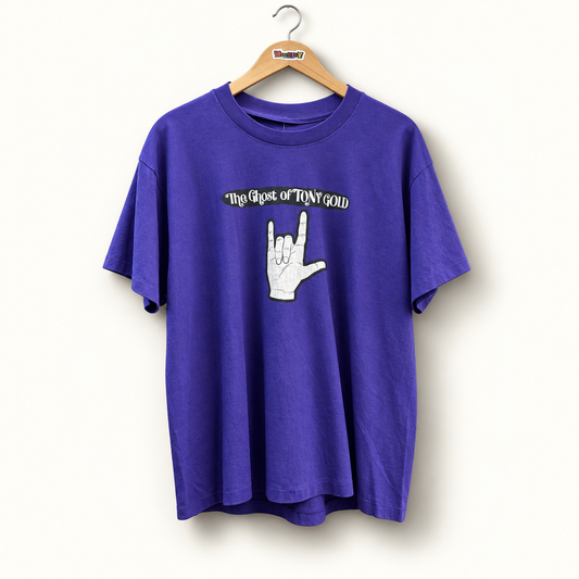 The Ghost of Tony Gold vintage band tee on off white editorial background