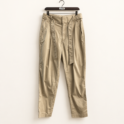 Polo Ralph Lauren brown chino pants centered on off-white editorial background